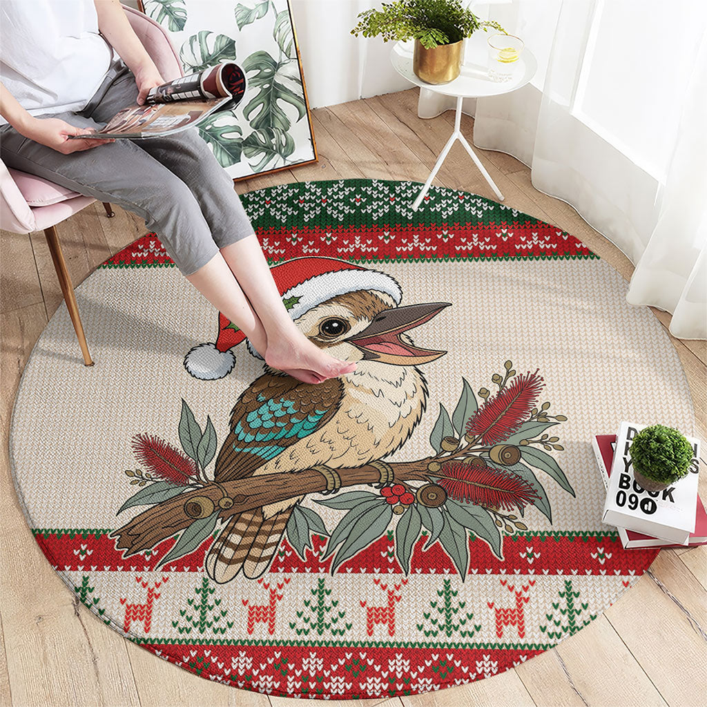 Aussie Kookaburra Christmas Round Carpet Festive Knitted Pattern Inspired