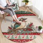 Aussie Kookaburra Christmas Round Carpet Festive Knitted Pattern Inspired