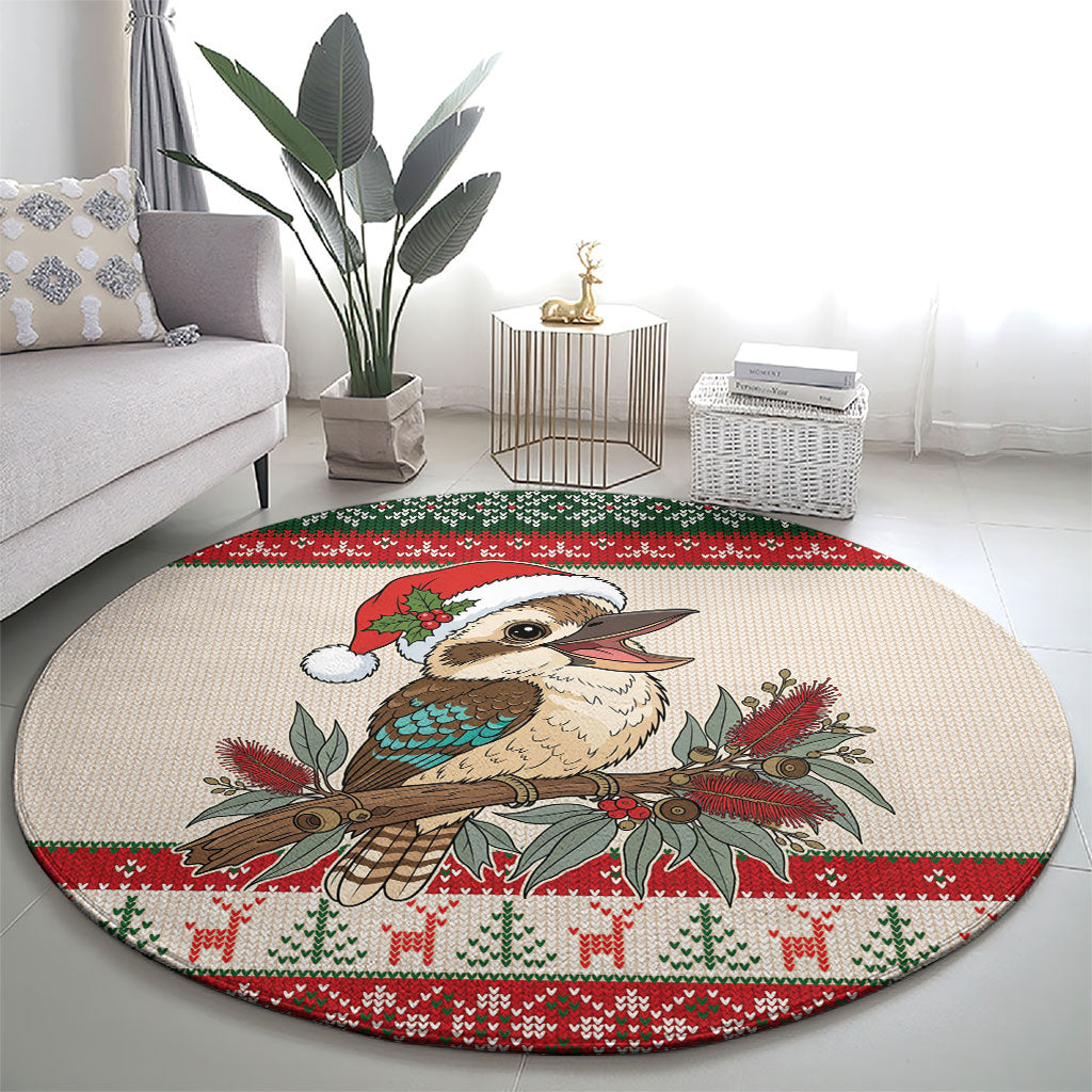 Aussie Kookaburra Christmas Round Carpet Festive Knitted Pattern Inspired