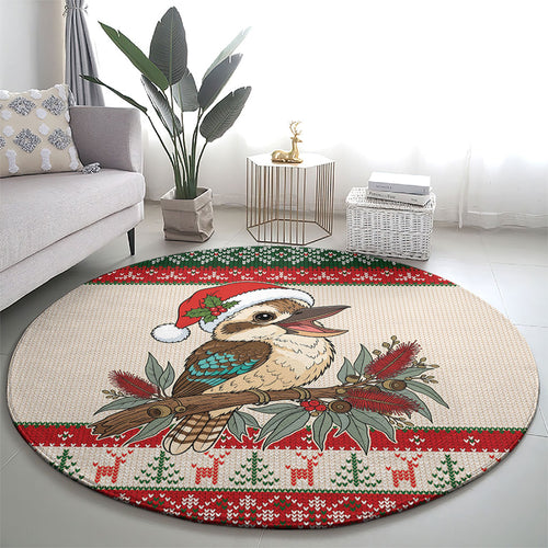 Aussie Kookaburra Christmas Round Carpet Festive Knitted Pattern Inspired