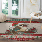 Aussie Kookaburra Christmas Round Carpet Festive Knitted Pattern Inspired