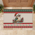 Aussie Kookaburra Christmas Rubber Doormat Festive Knitted Pattern Inspired