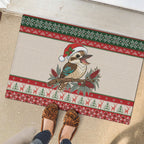 Aussie Kookaburra Christmas Rubber Doormat Festive Knitted Pattern Inspired