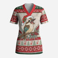 Aussie Kookaburra Christmas Scrub Top Festive Knitted Pattern Inspired