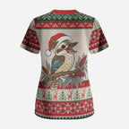 Aussie Kookaburra Christmas Scrub Top Festive Knitted Pattern Inspired