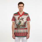 Aussie Kookaburra Christmas Scrub Top Festive Knitted Pattern Inspired