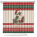 Aussie Kookaburra Christmas Shower Curtain Festive Knitted Pattern Inspired