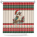 Aussie Kookaburra Christmas Shower Curtain Festive Knitted Pattern Inspired