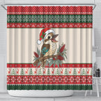 Aussie Kookaburra Christmas Shower Curtain Festive Knitted Pattern Inspired