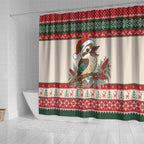 Aussie Kookaburra Christmas Shower Curtain Festive Knitted Pattern Inspired
