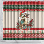 Aussie Kookaburra Christmas Shower Curtain Festive Knitted Pattern Inspired