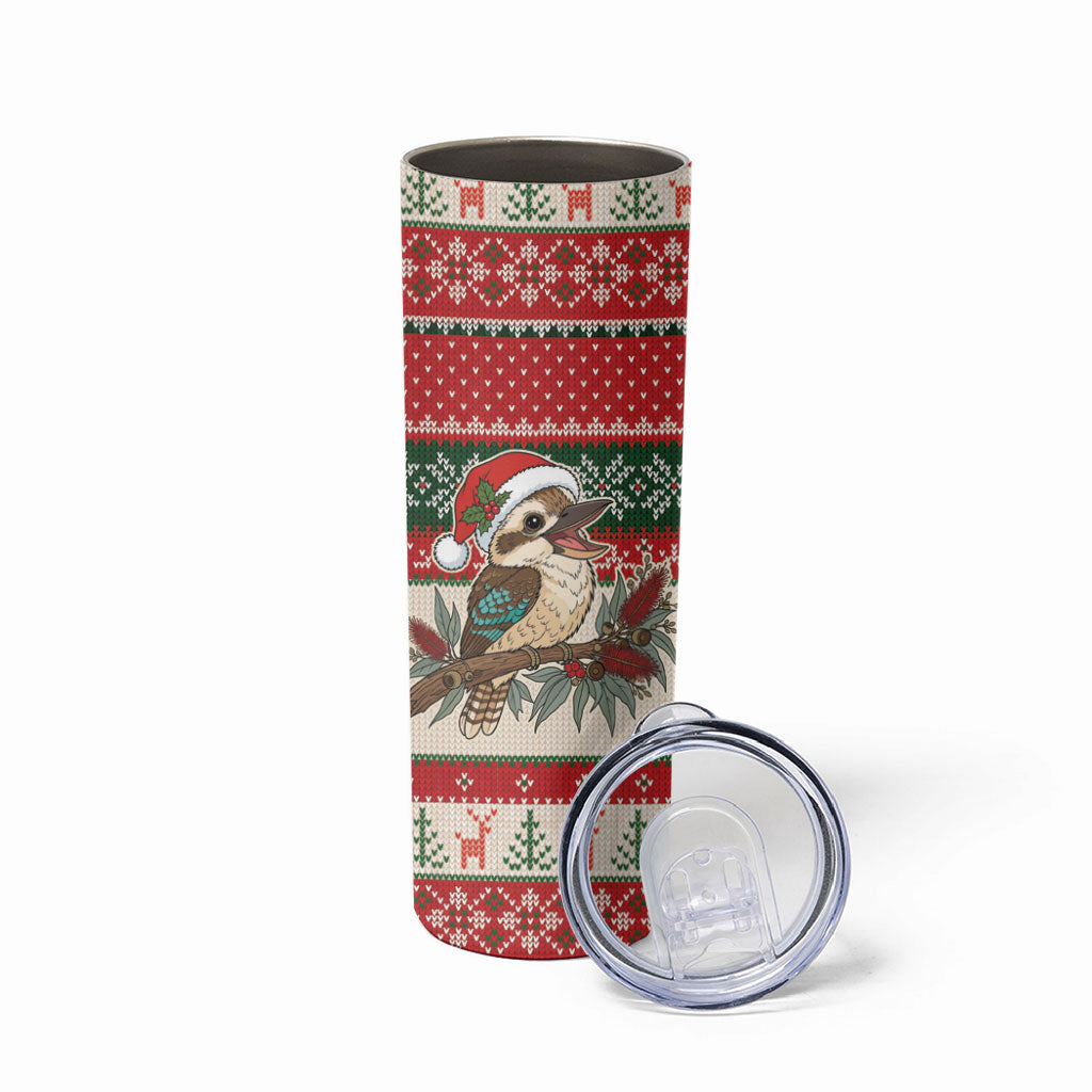 Aussie Kookaburra Christmas Skinny Tumbler Festive Knitted Pattern Inspired