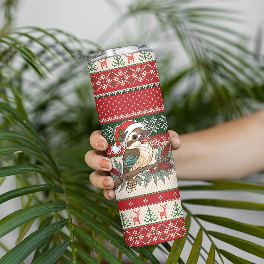 Aussie Kookaburra Christmas Skinny Tumbler Festive Knitted Pattern Inspired