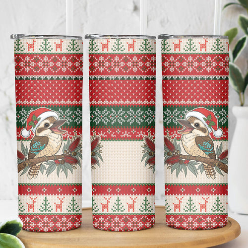 Aussie Kookaburra Christmas Skinny Tumbler Festive Knitted Pattern Inspired