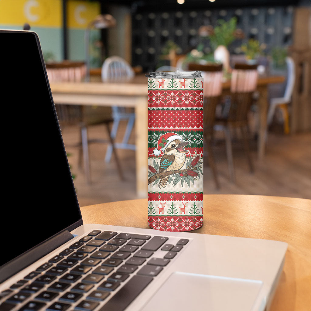 Aussie Kookaburra Christmas Skinny Tumbler Festive Knitted Pattern Inspired