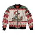 Aussie Kookaburra Christmas Sleeve Zip Bomber Jacket Festive Knitted Pattern Inspired