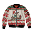 Aussie Kookaburra Christmas Sleeve Zip Bomber Jacket Festive Knitted Pattern Inspired