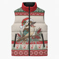 Aussie Kookaburra Christmas Sleeveless Puffer Jacket Festive Knitted Pattern Inspired