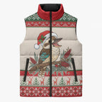 Aussie Kookaburra Christmas Sleeveless Puffer Jacket Festive Knitted Pattern Inspired