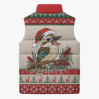 Aussie Kookaburra Christmas Sleeveless Puffer Jacket Festive Knitted Pattern Inspired