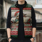 Aussie Kookaburra Christmas Sleeveless Puffer Jacket Festive Knitted Pattern Inspired