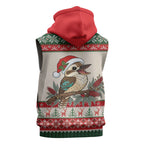 Aussie Kookaburra Christmas Sleeveless Zip Hoodie Festive Knitted Pattern Inspired
