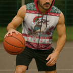 Aussie Kookaburra Christmas Sleeveless Zip Hoodie Festive Knitted Pattern Inspired