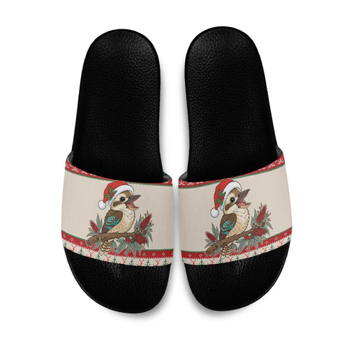 Aussie Kookaburra Christmas Slide Sandals Festive Knitted Pattern Inspired