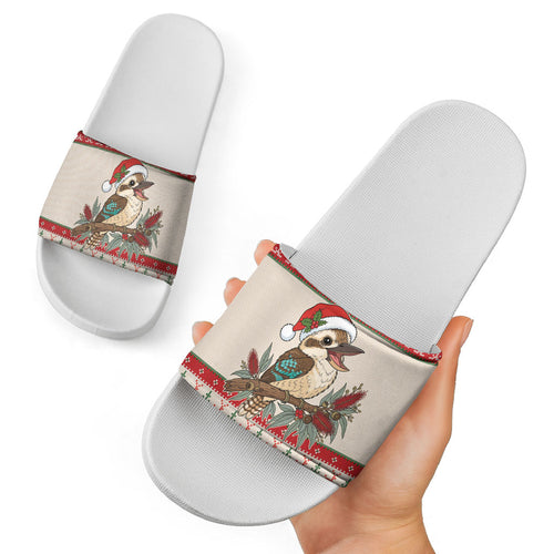 Aussie Kookaburra Christmas Slide Sandals Festive Knitted Pattern Inspired