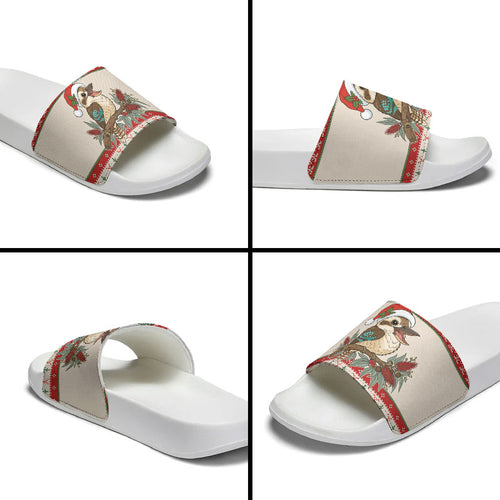 Aussie Kookaburra Christmas Slide Sandals Festive Knitted Pattern Inspired