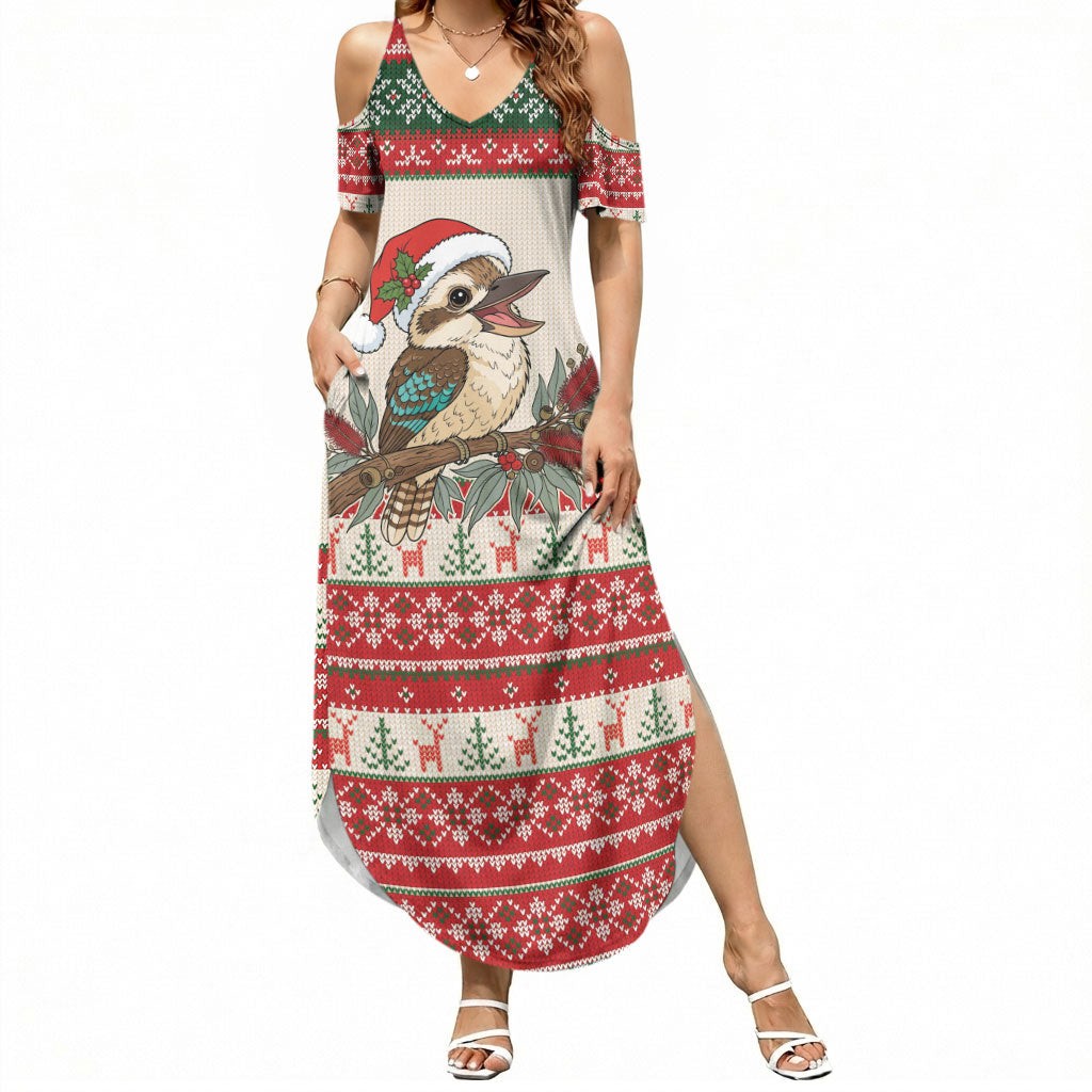 Aussie Kookaburra Christmas Summer Maxi Dress Festive Knitted Pattern Inspired