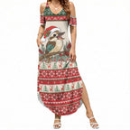 Aussie Kookaburra Christmas Summer Maxi Dress Festive Knitted Pattern Inspired