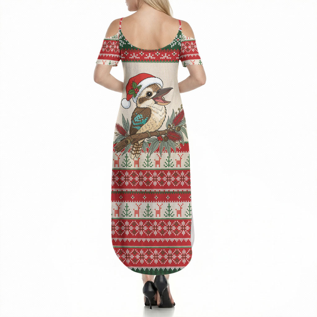 Aussie Kookaburra Christmas Summer Maxi Dress Festive Knitted Pattern Inspired