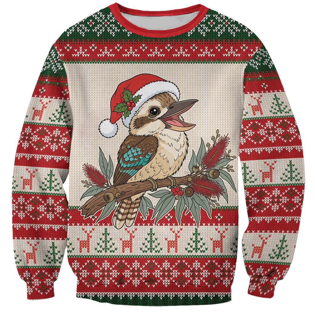 Aussie Kookaburra Christmas Sweatshirt Festive Knitted Pattern Inspired
