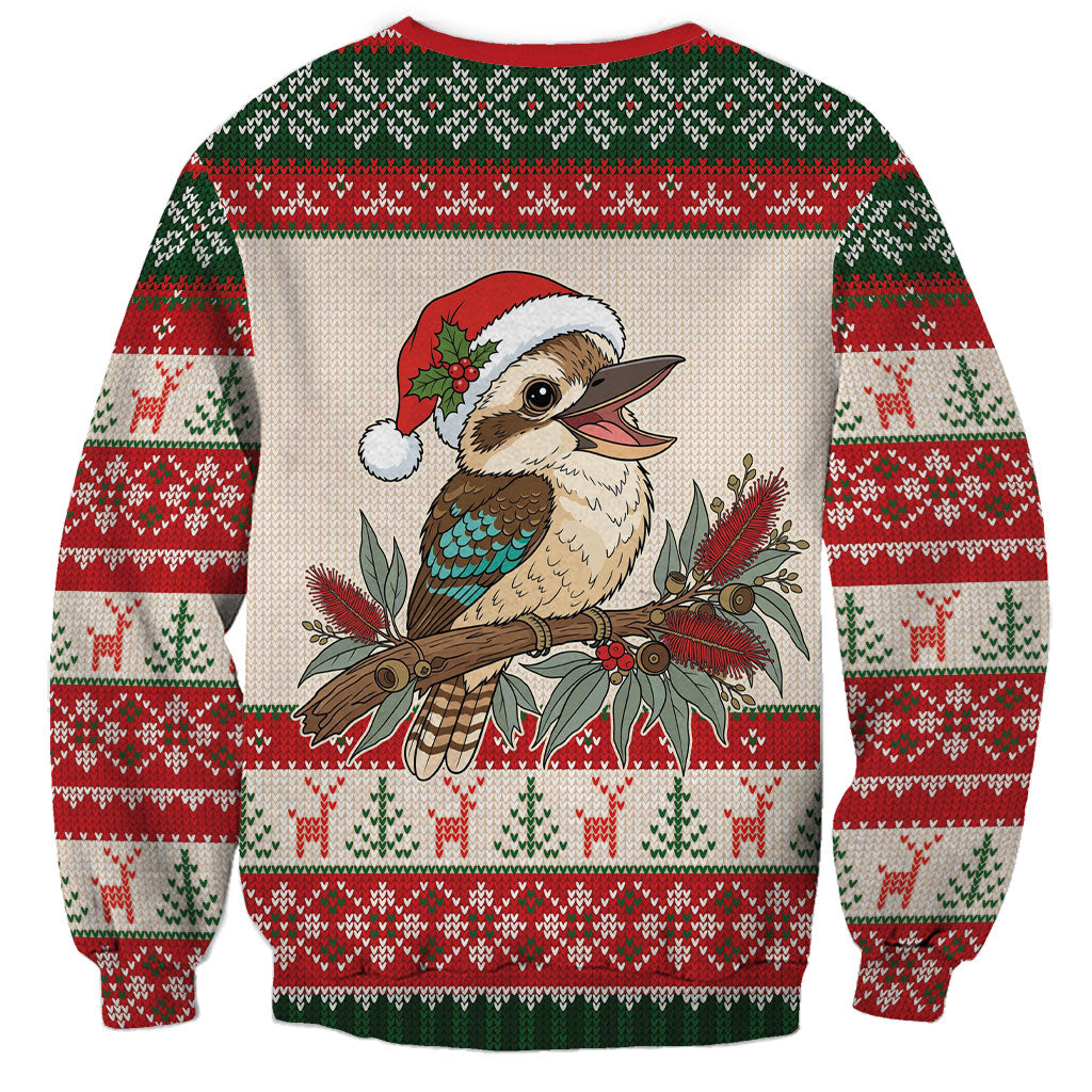 Aussie Kookaburra Christmas Sweatshirt Festive Knitted Pattern Inspired