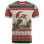 Aussie Kookaburra Christmas T Shirt Festive Knitted Pattern Inspired