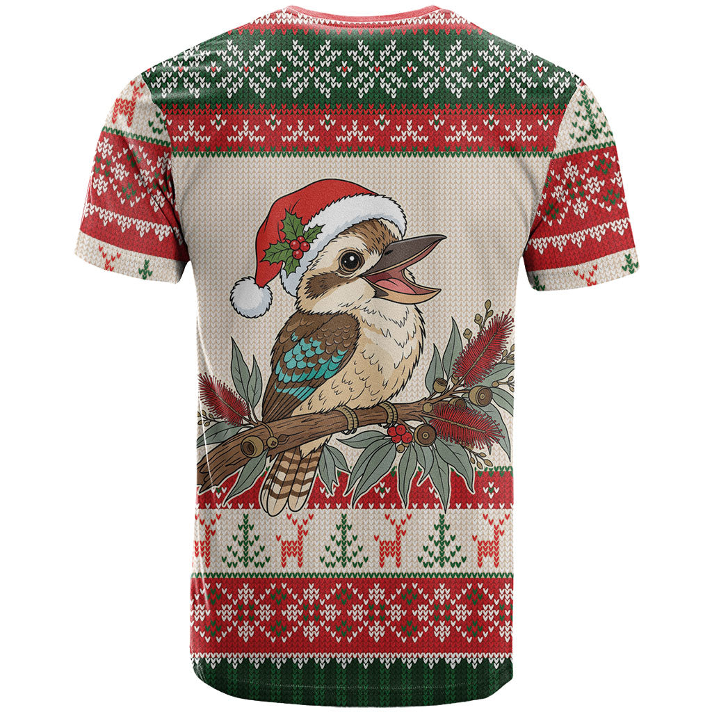 Aussie Kookaburra Christmas T Shirt Festive Knitted Pattern Inspired