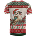 Aussie Kookaburra Christmas T Shirt Festive Knitted Pattern Inspired