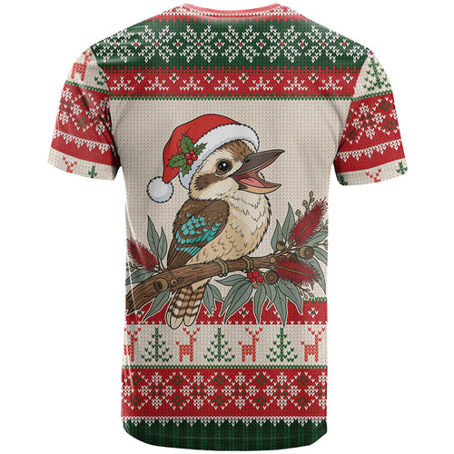 Aussie Kookaburra Christmas T Shirt Festive Knitted Pattern Inspired