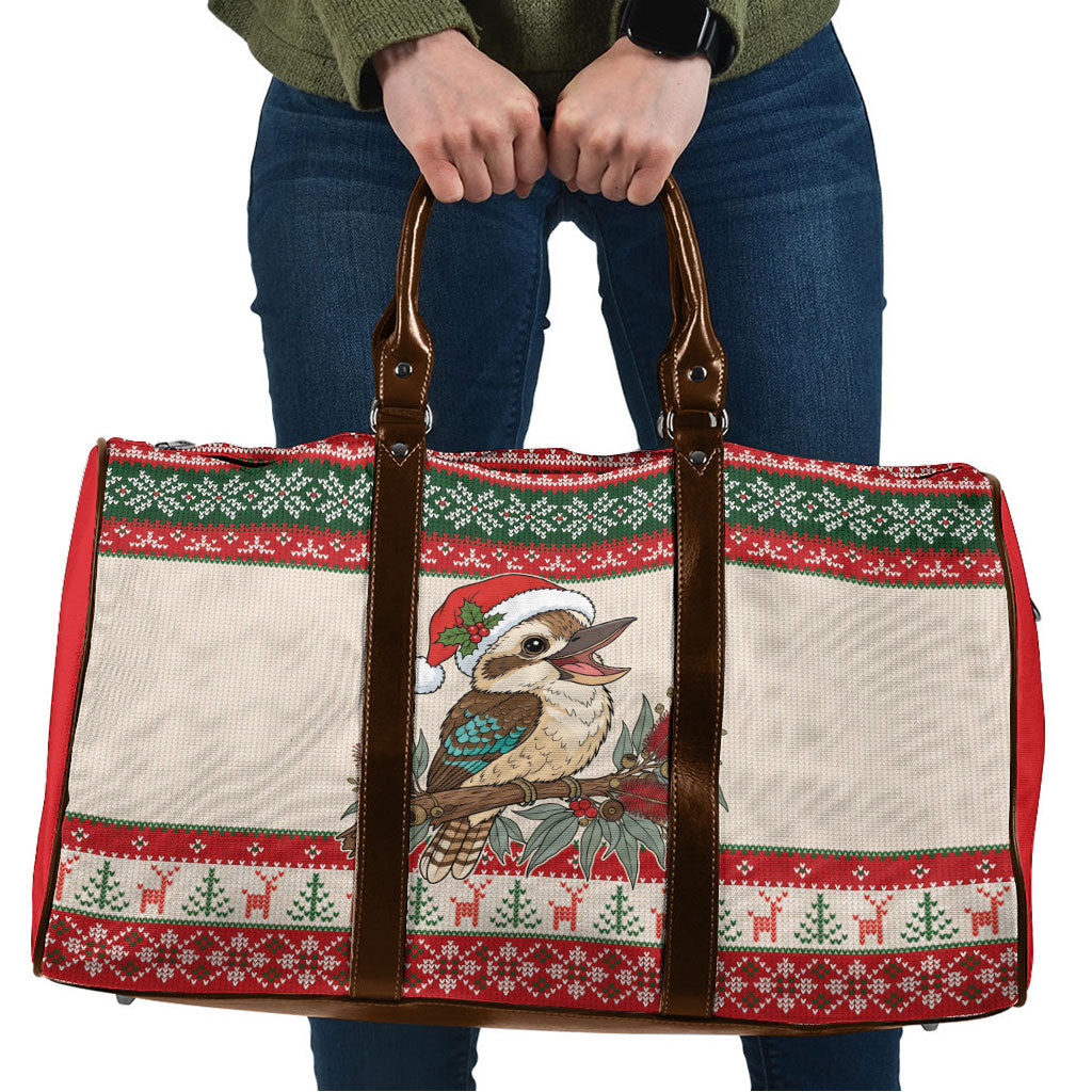 Aussie Kookaburra Christmas Travel Bag Festive Knitted Pattern Inspired
