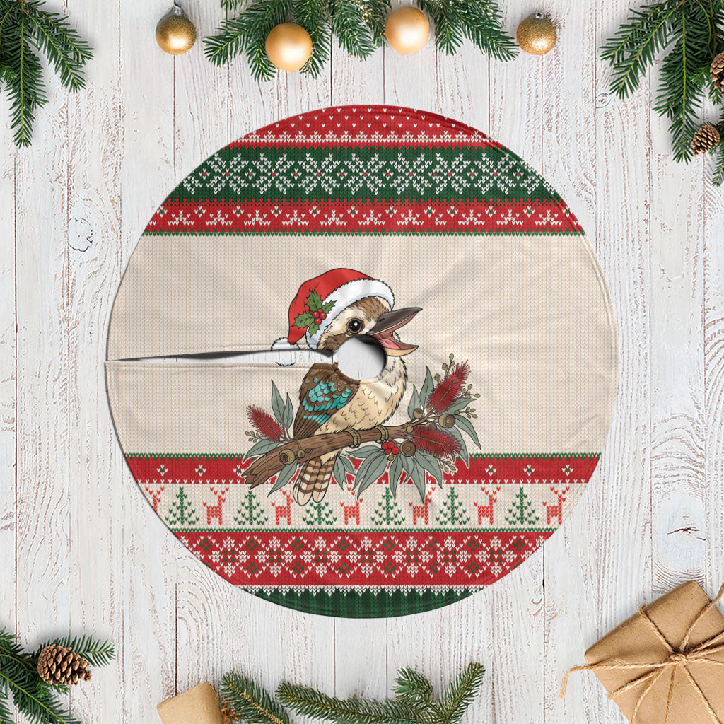 Aussie Kookaburra Christmas Tree Skirt Festive Knitted Pattern Inspired