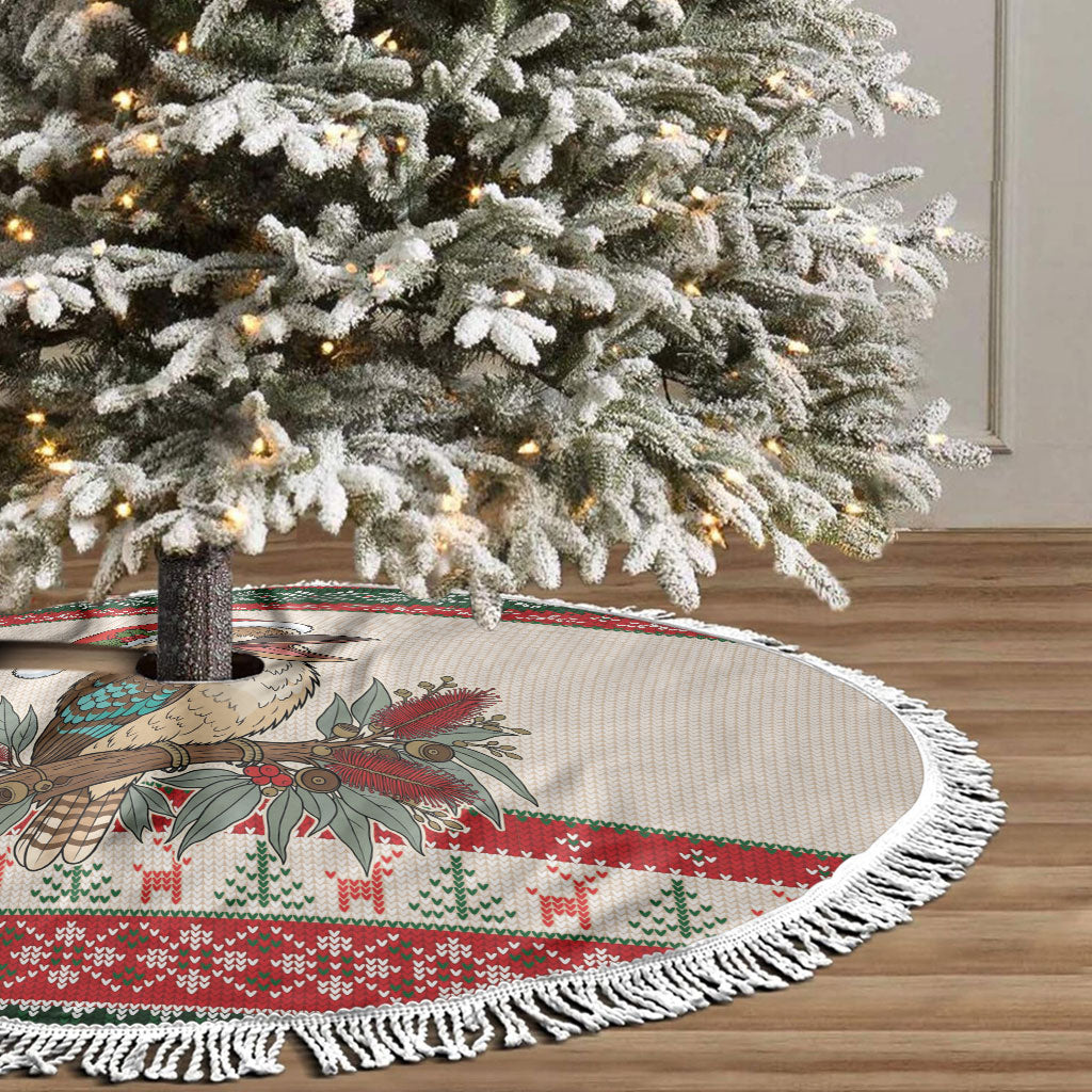 Aussie Kookaburra Christmas Tree Skirt Festive Knitted Pattern Inspired