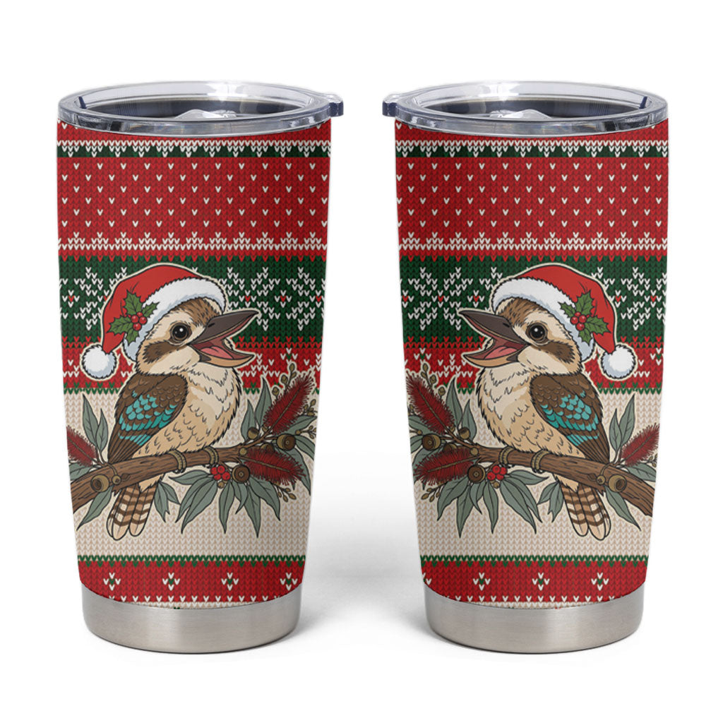 Aussie Kookaburra Christmas Tumbler Cup Festive Knitted Pattern Inspired