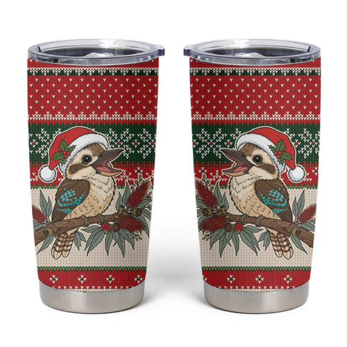 Aussie Kookaburra Christmas Tumbler Cup Festive Knitted Pattern Inspired