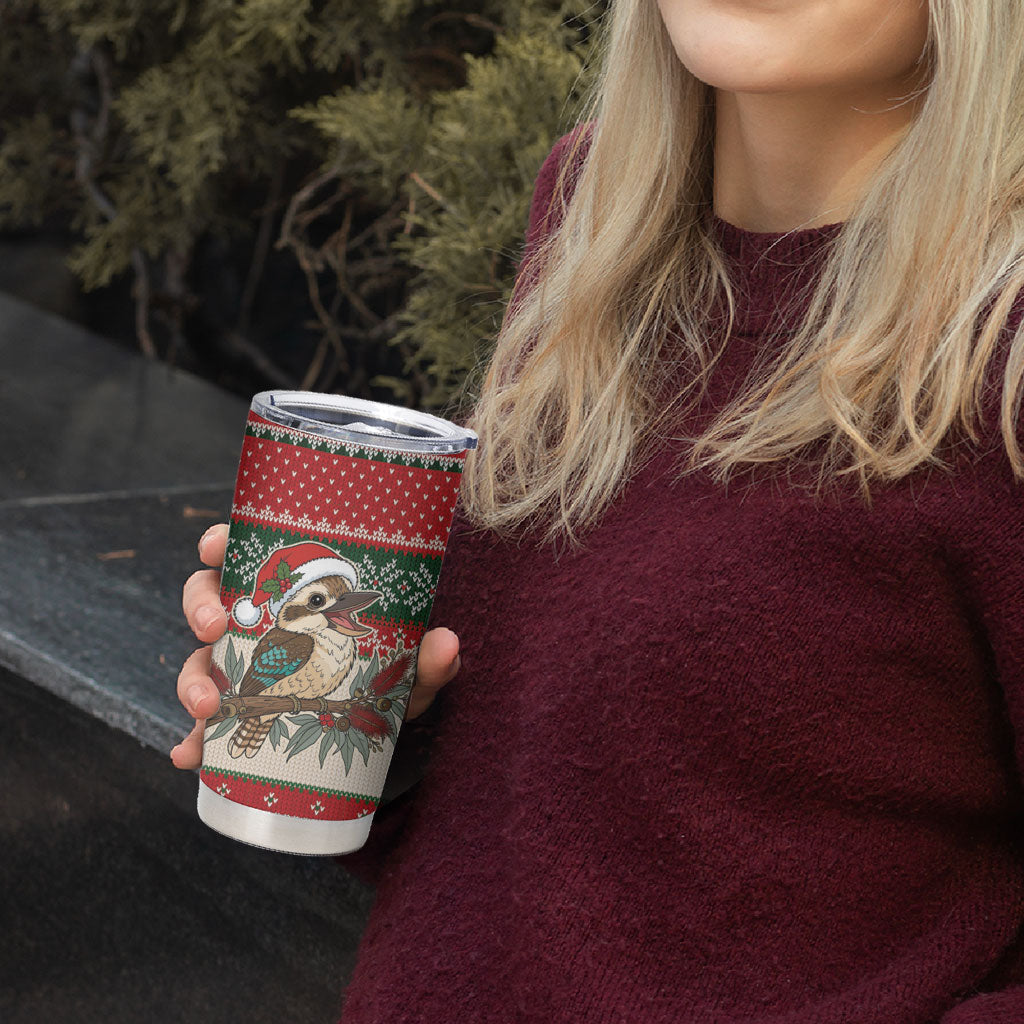 Aussie Kookaburra Christmas Tumbler Cup Festive Knitted Pattern Inspired