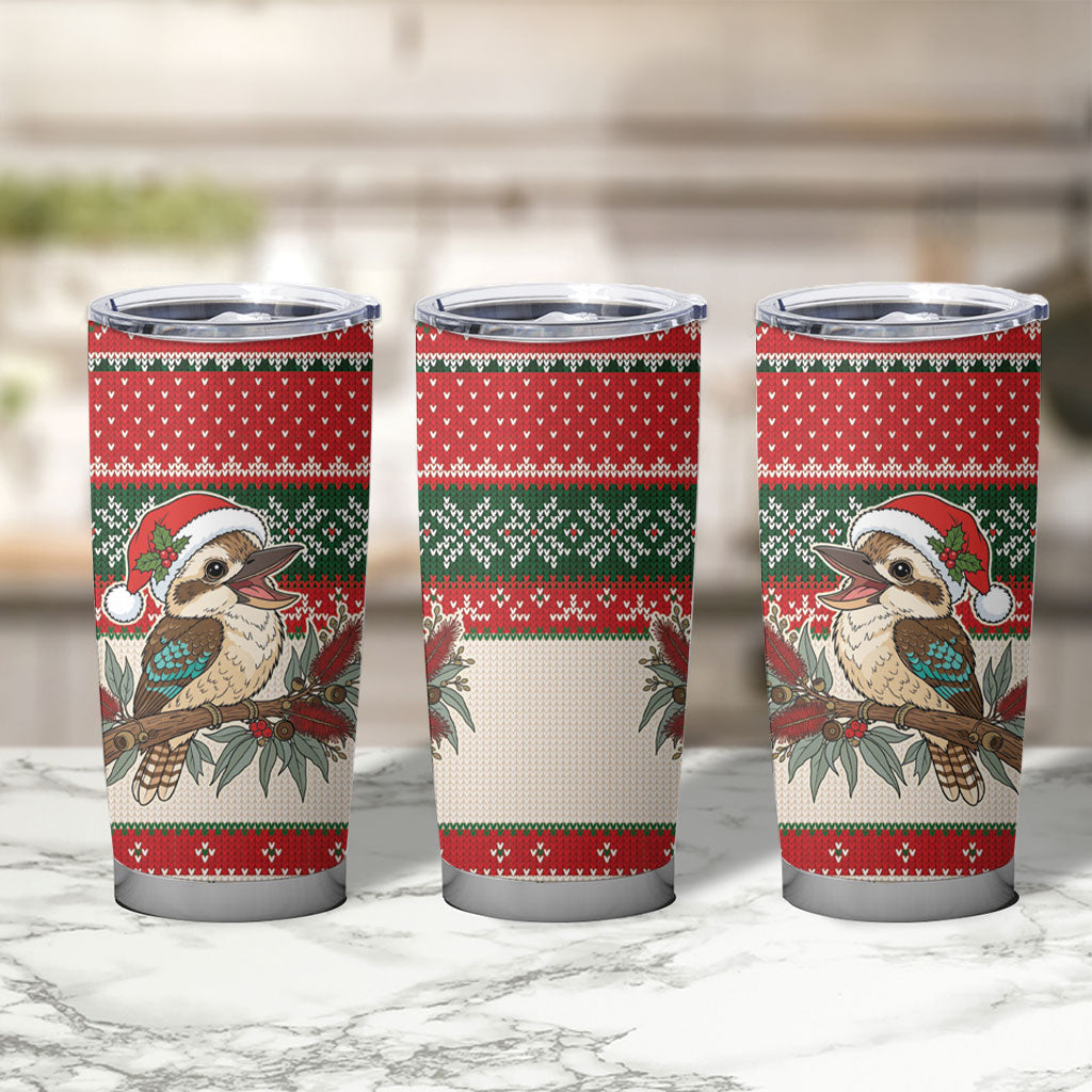 Aussie Kookaburra Christmas Tumbler Cup Festive Knitted Pattern Inspired