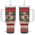 Aussie Kookaburra Christmas Tumbler With Handle Festive Knitted Pattern Inspired