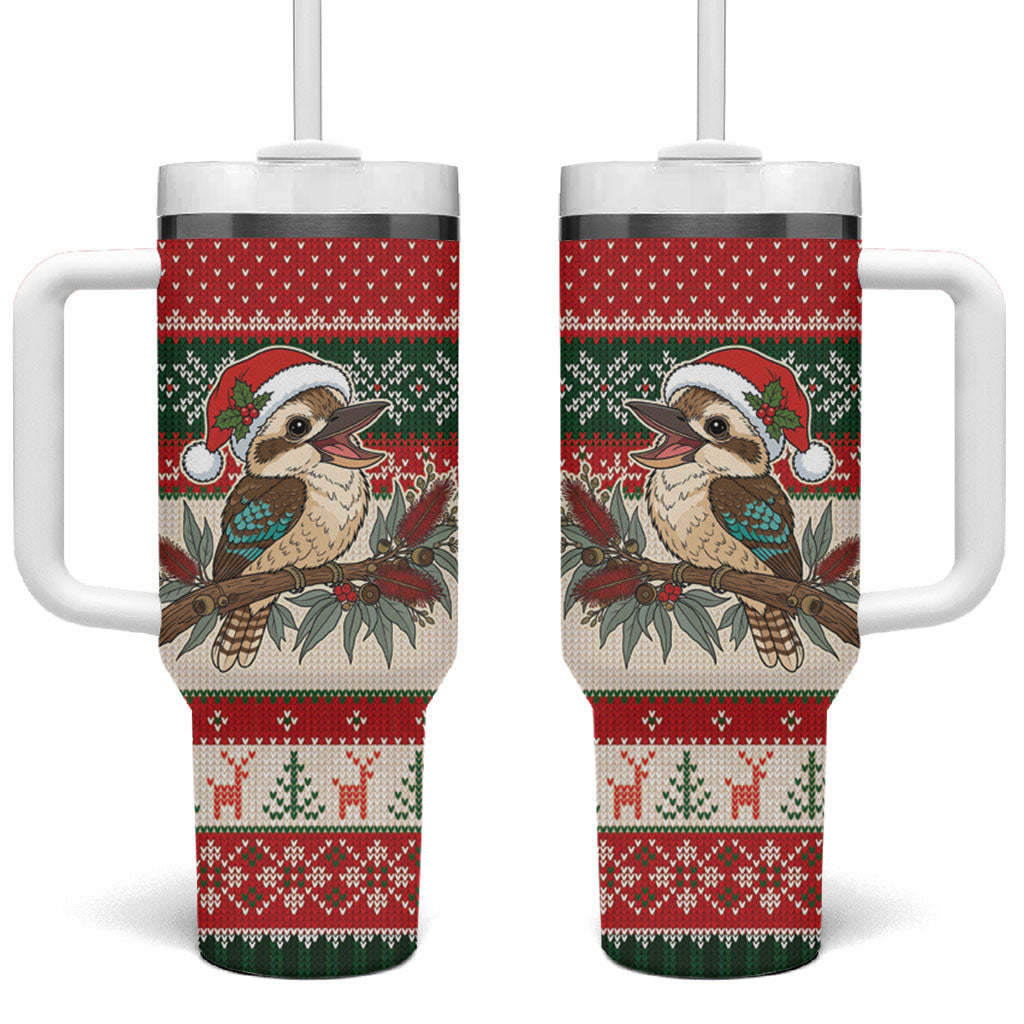 Aussie Kookaburra Christmas Tumbler With Handle Festive Knitted Pattern Inspired