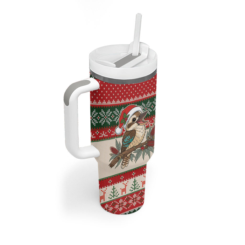 Aussie Kookaburra Christmas Tumbler With Handle Festive Knitted Pattern Inspired