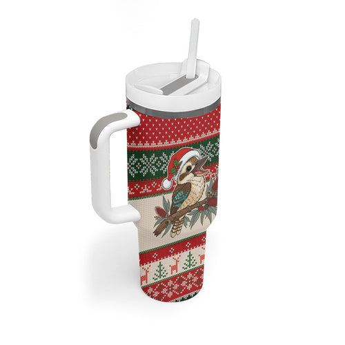 Aussie Kookaburra Christmas Tumbler With Handle Festive Knitted Pattern Inspired